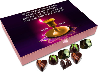 

Chocholik Diwali Gift Box - On Diwali I Am Wishing You Cheerful Days Ahead Chocolate Box - 12pc Truffles(144 g)