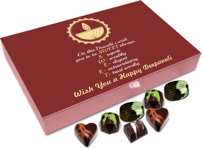 

Chocholik Diwali Gift Box - Sweet Happy Deepavali Chocolate Box - 12pc Truffles(144 g)