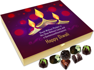 

Chocholik Diwali Gift Box - Diwali Without Crackers Is Like Sentence Without Space Chocolate Box - 20pc Truffles(240 g)