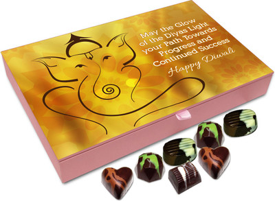 

Chocholik Diwali Gift Box - May The Light Of Diwali Candles Show Us Path Of Continuous Progress Chocolate Box - 12pc Truffles(144 g)