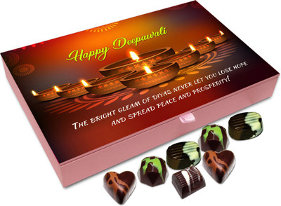 

Chocholik Diwali Gift - The Bright Gleam Of Diwali Diyas Spread Peace And Prosperity Chocolate Box - 12pc Truffles(144 g)