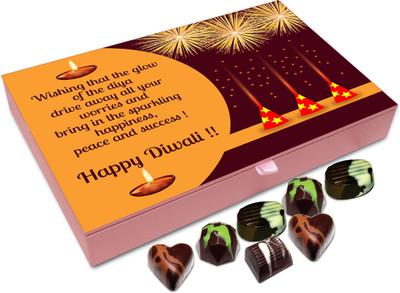

Chocholik Diwali Gift Box - Wishing That The Glow Of Diwali Diya Drives Away All That Worries You Chocolate Box - 12pc Truffles(144 g)