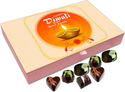 

Chocholik Diwali Gift Box - Happy Diwali To My Sweet Family Chocolate Box - 12pc Truffles(144 g)