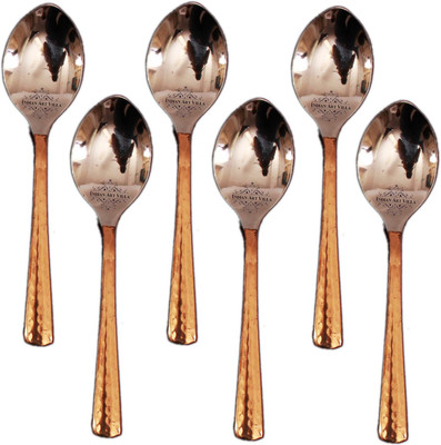 

IndianArtVilla Set of 6 Ice Cream Spoon Steel, Copper Cutlery Set(Pack of 6)
