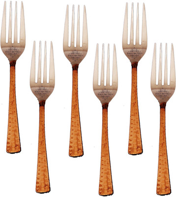 

IndianArtVilla Set of 6 Table Fork Steel, Copper Cutlery Set(Pack of 6)