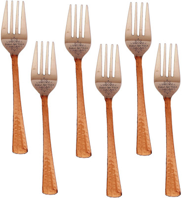 

IndianArtVilla Set of 6 Medium Fork Steel, Copper Cutlery Set(Pack of 6)
