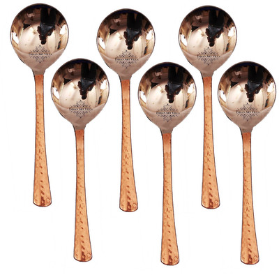 

IndianArtVilla Set of 6 Soup Spoon Steel, Copper Cutlery Set(Pack of 6)