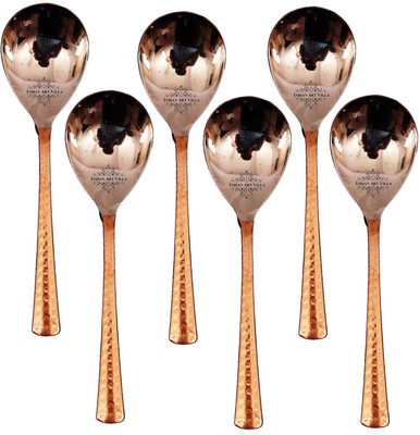 IndianArtVilla Set of 6 Rice Spoon Steel, Copper Cutlery Set(Pack of 6)