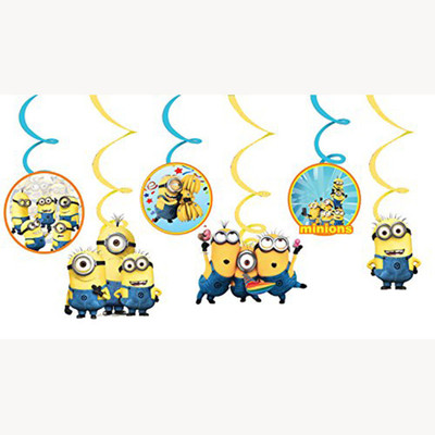 

PARTY PROPZ Multicolor SWIRLS HANGING PACK OF 6/MINION PARTY DECORATION/MINION PARTY SUPPLIES/MINION PARTY ACCESSORIES - 6 g