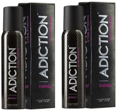 

Adiction Energy Xtra Strong (122 ml + 122 ml) (Pack of 2) Deodorant Spray - For Men(244 ml, Pack of 2)