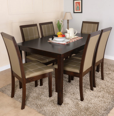 

FurnCulture Lentia Solid Wood 6 Seater Dining Set(Finish Color - Brown)