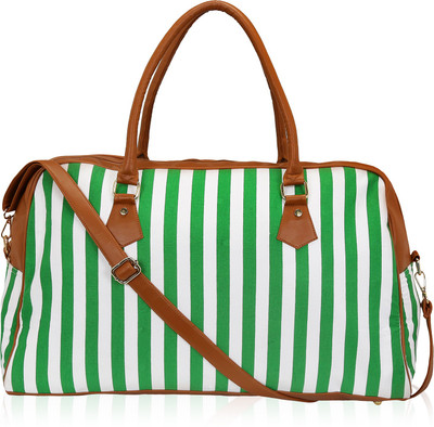 

Kleio (Expandable) Striped Spacious Unisex Weekend Travel Duffle Bag for Women / Girls (Olive Green) (ECO2007KL-OGR) Travel Duffel Bag(Green)