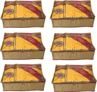 

Zadmus Designer Premium Satin Saree Cover Capacity - 6-8 Pcs- Combo Pack Of 6 Saree Cover scov21_go X6(Gold)