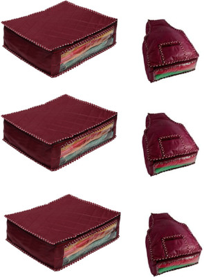 

Zadmus Designer Polyester Large Saree and Blouse Cover, Combo of 3 Saree & 3 Blouse Cover scov_06 X 3 + scov11 X 3(Marron)