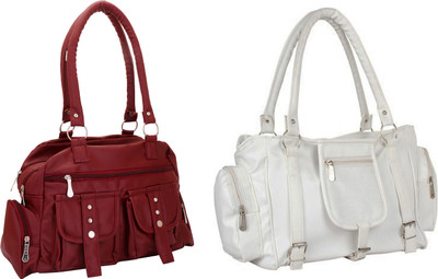 

Lady bar Shoulder Bag(Maroon, White)
