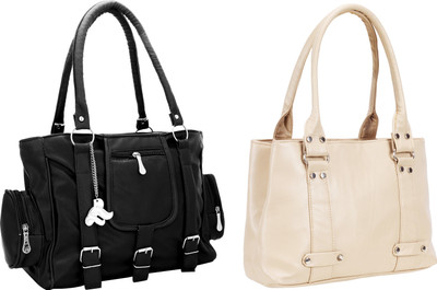 

Lady bar Shoulder Bag(Black, Beige), Beige;black