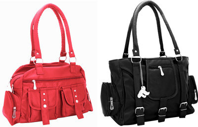 

Lady bar Shoulder Bag(Pink, Black), Black;pink