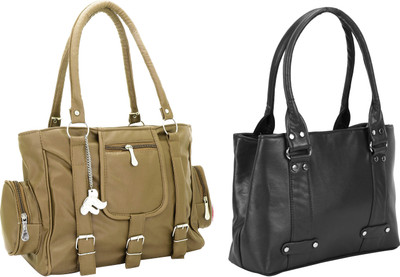 

Lady bar Shoulder Bag(Tan, Black), Black;tan