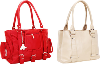 

Lady bar Shoulder Bag(Red, Beige), Beige;red