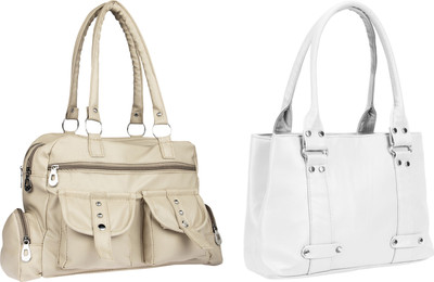 

Lady bar Shoulder Bag(Beige, White)