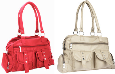 

Lady bar Shoulder Bag(Pink, Beige), Beige;pink