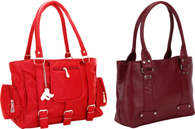

Lady bar Shoulder Bag(Red, Maroon), Maroon;red