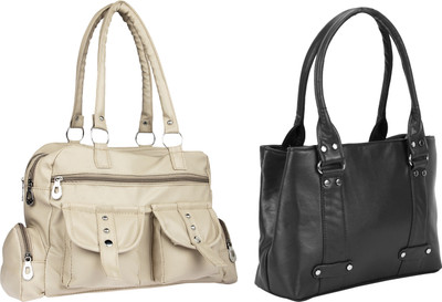 

Lady bar Shoulder Bag(Beige, Black)