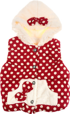 

Zonko Style Sleeveless Polka Print Baby Girl's Jacket, Red