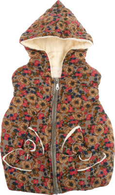 

Zonko Style Sleeveless Floral Print Baby Girl's Jacket, Brown