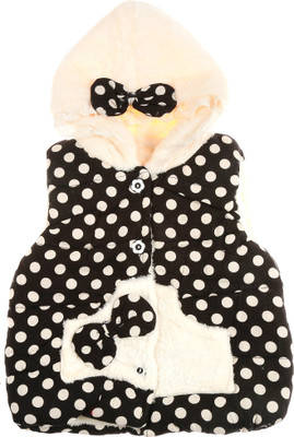 

Zonko Style Sleeveless Polka Print Baby Girl's Jacket, Black
