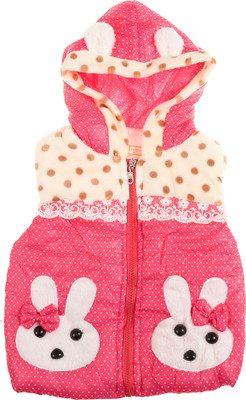 

Zonko Style Sleeveless Polka Print Baby Girl's Jacket, Pink