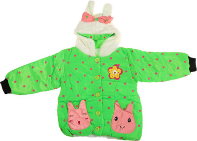 

Zonko Style Full Sleeve Polka Print Baby Girl's Jacket, Parrotgreen