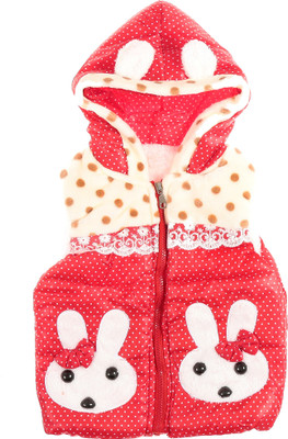 

Zonko Style Sleeveless Polka Print Baby Girl's Jacket, Red