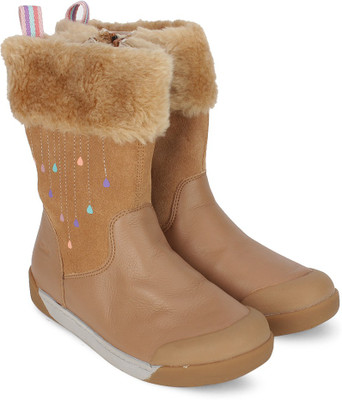 

Clarks Girls Slip on Casual Boots(Brown, Tan leather