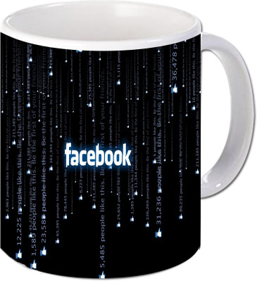

Maison N Mode Facebook Text Coffee Ceramic Mug(330 ml), Multicolor