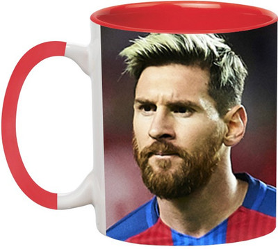 

Ashvah Lionel Messi 6 Ceramic Mug(350 ml), Red