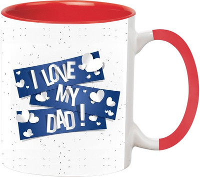 

Ashvah Happy Father's Day 3 Ceramic Mug(350 ml), Red