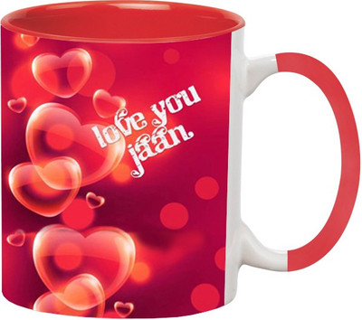 

Ashvah Love You Jaan Ceramic Mug(350 ml), Red