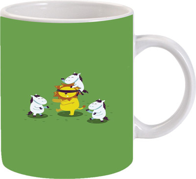 

Maison N Mode Cartoon Play Coffee Ceramic Mug(330 ml), Multicolor