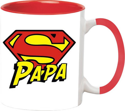 

Ashvah Super Dad 1371 Ceramic Mug(350 ml), Red