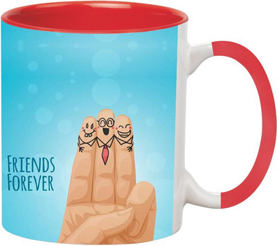 

Ashvah Friend's Forever 1357 Ceramic Mug(350 ml), Red