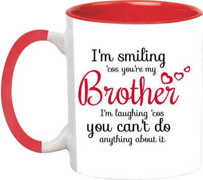 

Ashvah Brilliant Brother Ceramic Mug(350 ml), Red