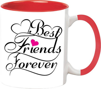 

Ashvah Best Friend Forever Ceramic Mug(350 ml), Red
