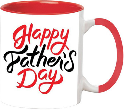 Ashvah Happy Father's Day 2 Ceramic Mug(350 ml), Red