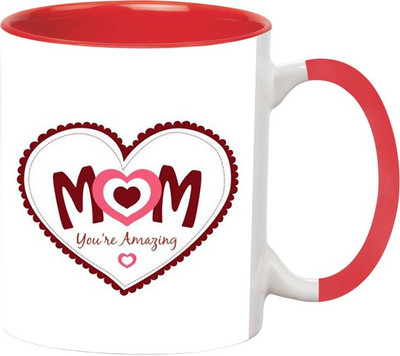 Ashvah Happy Mother's Day 1336 Ceramic Mug(350 ml), Red