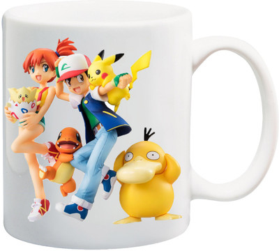 

Stylotrendz Team Pokemon Ash Pikachu Saiduck Misti perfect gift for children Ceramic Mug(325 ml), White