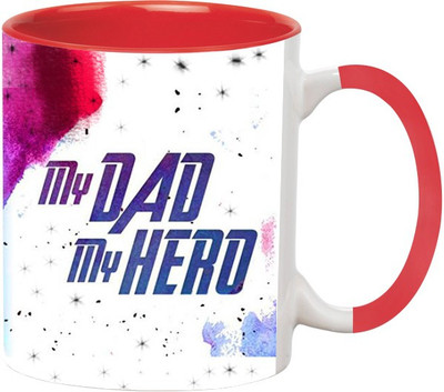 

Ashvah My Dad My Hero Ceramic Mug(350 ml), Red
