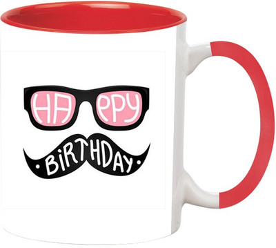 

Ashvah Happy Birthday 1369 Ceramic Mug(350 ml), Red