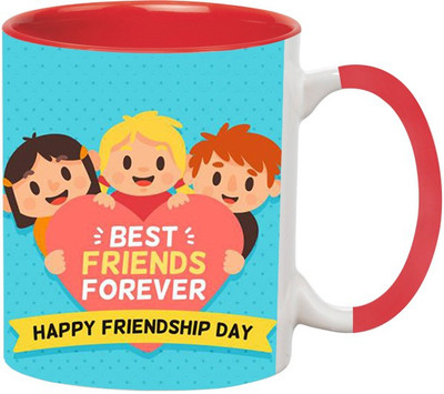 

Ashvah Happy FriendShip Day 1351 Ceramic Mug(350 ml), Red