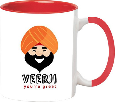 Ashvah Veer Ji You're Great Ceramic Mug(350 ml), Red